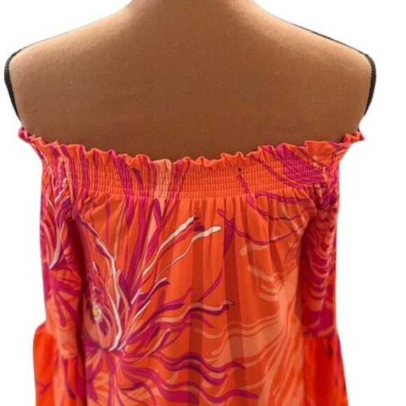 Trina Turk Off the Shoulder Bell Sleeve Boat Neck Floral Mini Dress – Small NWT! - Picture 5 of 9